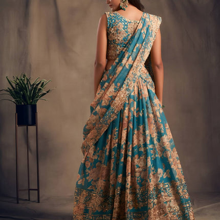 Lehenga Mart Designer Bollywood Style Wedding Wear Lehenga Choli - Blue