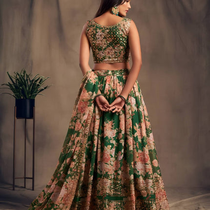 Lehenga Mart Designer Bollywood Style Wedding Wear Lehenga Choli - Green