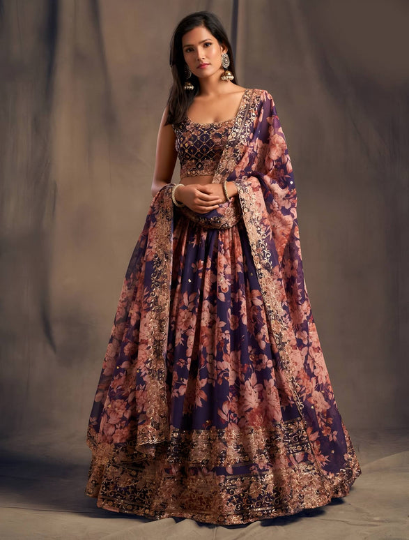 Lehenga Mart Designer Bollywood Style Wedding Wear Lehenga Choli - Purple