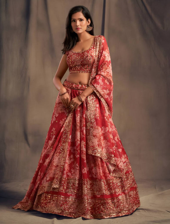 Lehenga Mart Designer Bollywood Style Wedding Wear Lehenga Choli - Red