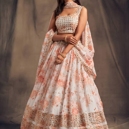 Lehenga Mart Designer Bollywood Style Wedding Wear Lehenga Choli - White