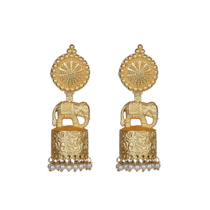 Joban Fashion Women Matte Gold Brass Jhumka