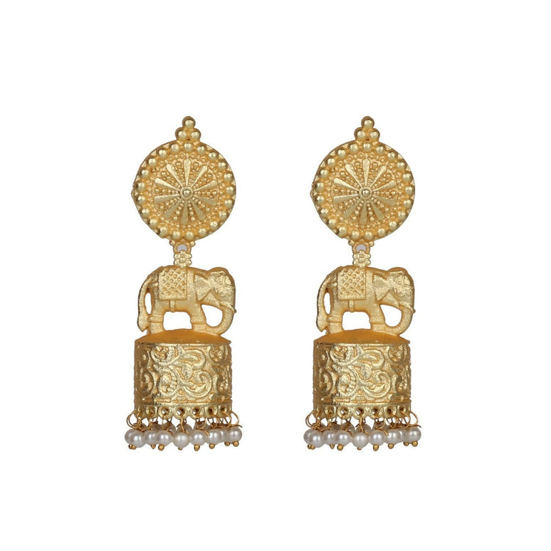 Joban Fashion Women Matte Gold Brass Jhumka