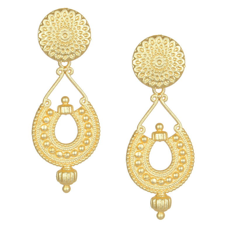 Joban Fashion Women Matte Gold Brass Earrings