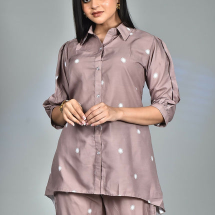 Morchari Digital Print Semi Muslin Co-Ord Set Top & Trouser-Multicolor