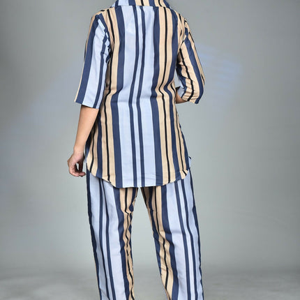 Morchari Digital Print Semi Muslin Co-Ord Set Top & Trouser-Multicolor