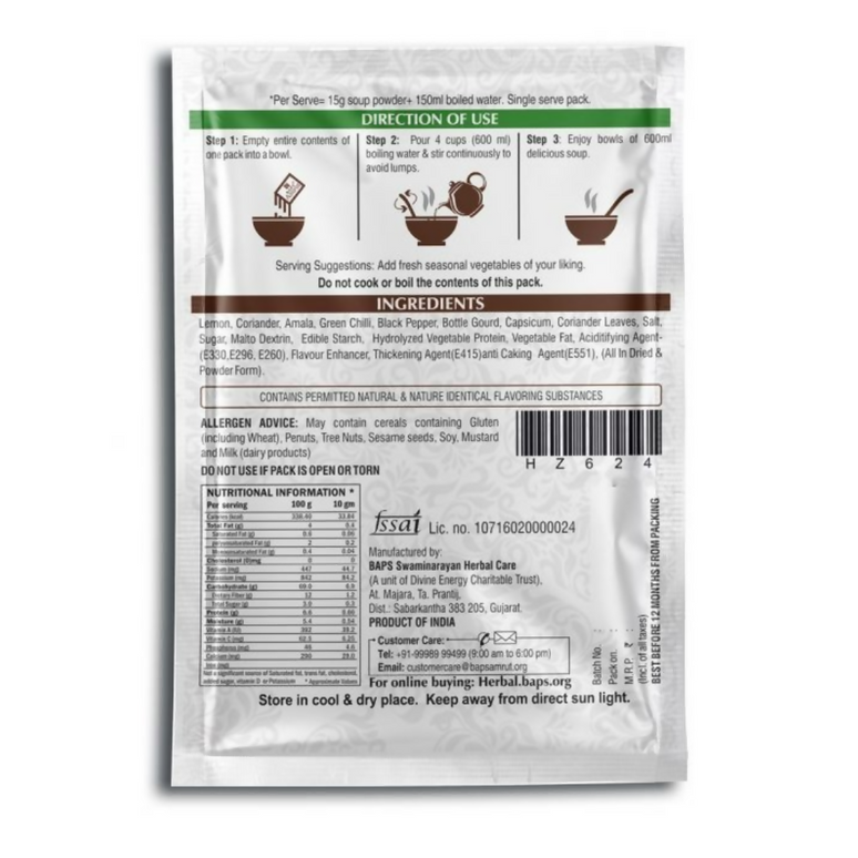 Baps Amrut Lemon Coriander Soup