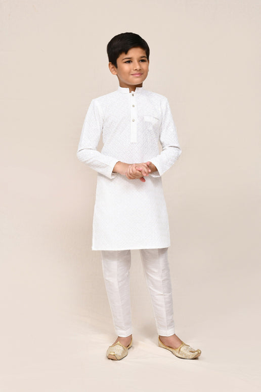 Joban Fashion Pure Linen White Kurta With Straight Fit Pant