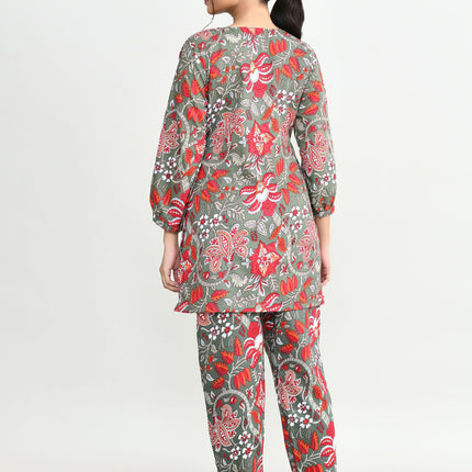 Joban Fashion Beautiful Maroon & Green Cotton Cod Set