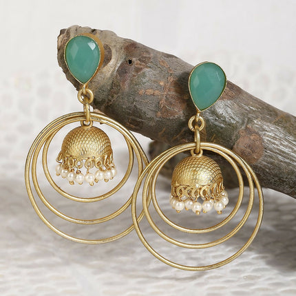 Joban Fashion Women Round Shape Matte Gold Earrings