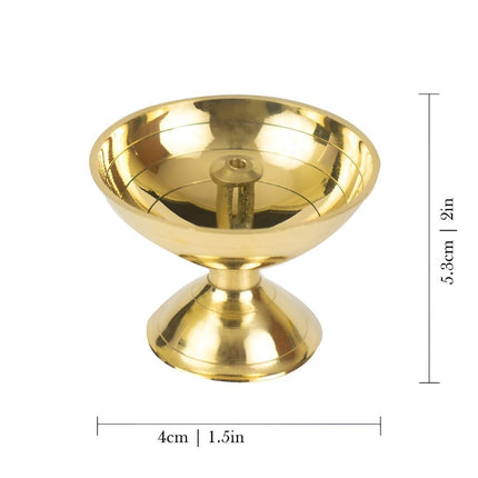 Spillbox Gold-Toned Brass Small Diya Round Pooja Essential