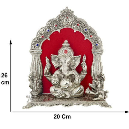 International Gift Silver-Plated Oxidized Finish Ganesha Idol