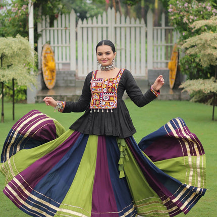 Lorenvalley Fashion Multicolor Rayon with Attractive Gota-Patti Lace Lehenga Choli