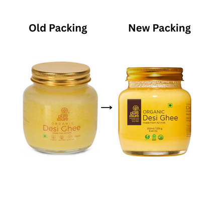 Pure & Sure Organic Desi Ghee | Fresh natutal cow ghee made by Bilona method (Curd Churned) with goodness of health