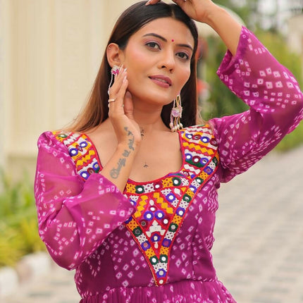 Aastha Fashion Magenta Faux Georgette Navratri Designer Gown Collection