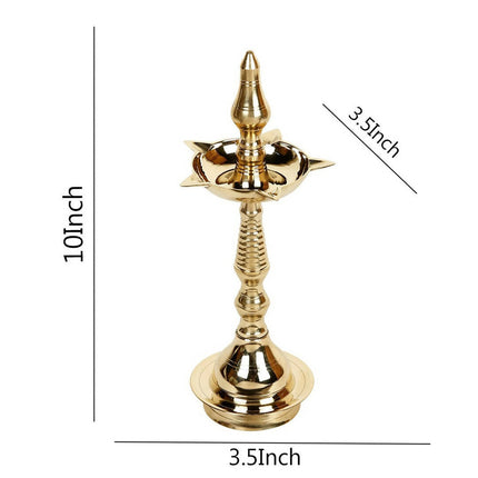 CraftVatika Gold-Toned Brass Kerala Diya Oil Lamp Stand