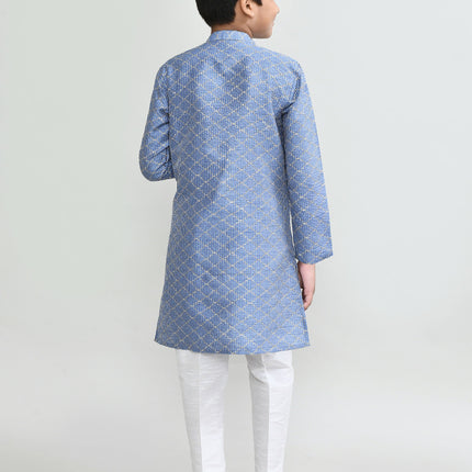 Joban Fashion Art Silk Blue Kurta With Straight Fit Pant