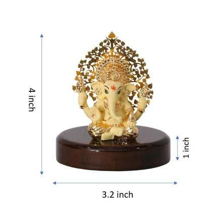 House Of Wemy Gold-Polished Lord Kalpavrikshya Tree Ganesha Idol