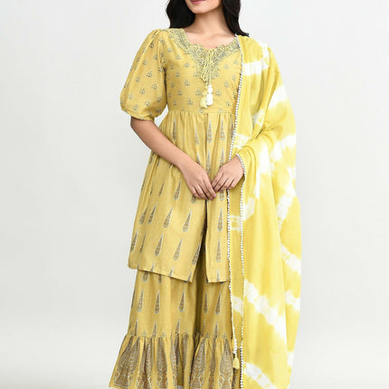 Joban Fashion Elegant Olive Green Cotton Sharara