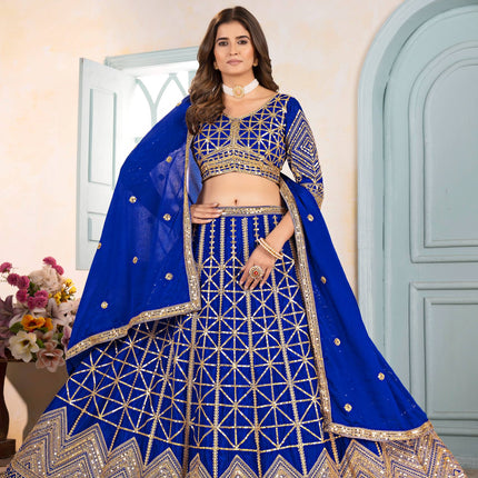 Lehenga Mart Designer Bollywood Style Wedding Wear Lehenga Choli - Blue