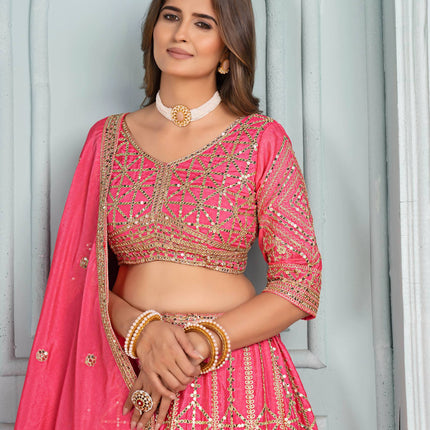 Lehenga Mart Designer Bollywood Style Wedding Wear Lehenga Choli - Pink