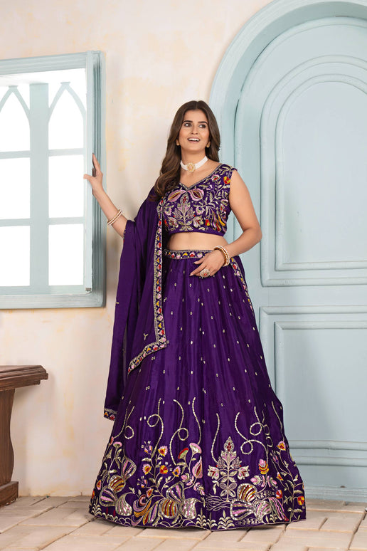 Lehenga Mart Designer Bollywood Style Wedding Wear Lehenga Choli - Purple