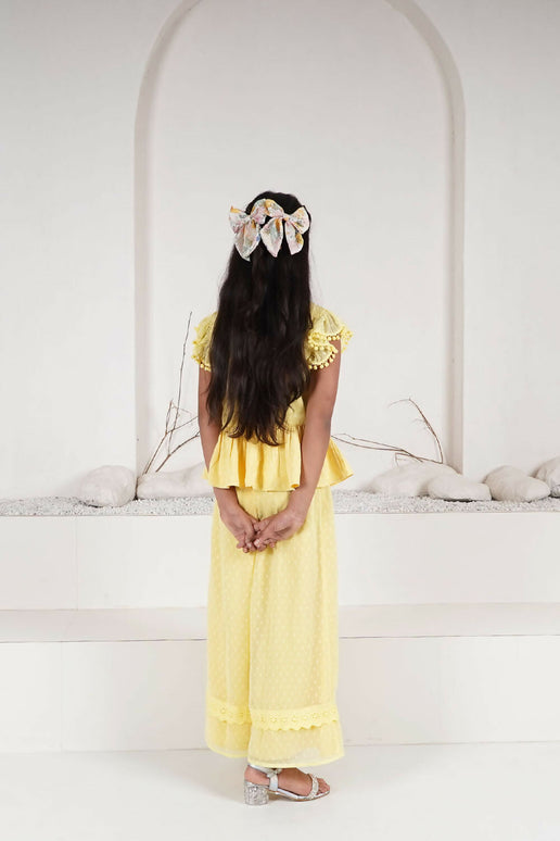 LH Luxury Fashion Elise Floral Co-Ord Set – Pastel Yellow Outfit for Girls