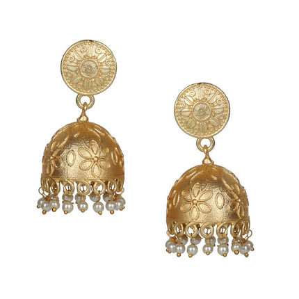 Joban Fashion Women Matte Gold Brass Jhumka