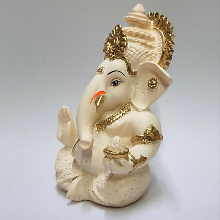 Gold Art India Peach Ivory Finish Ganesha Idol