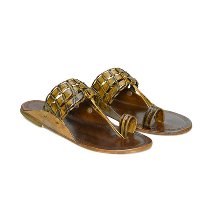 Stepsoft Men’S Brown Kolhapuri Slippers – Traditional Leather Party Footwear