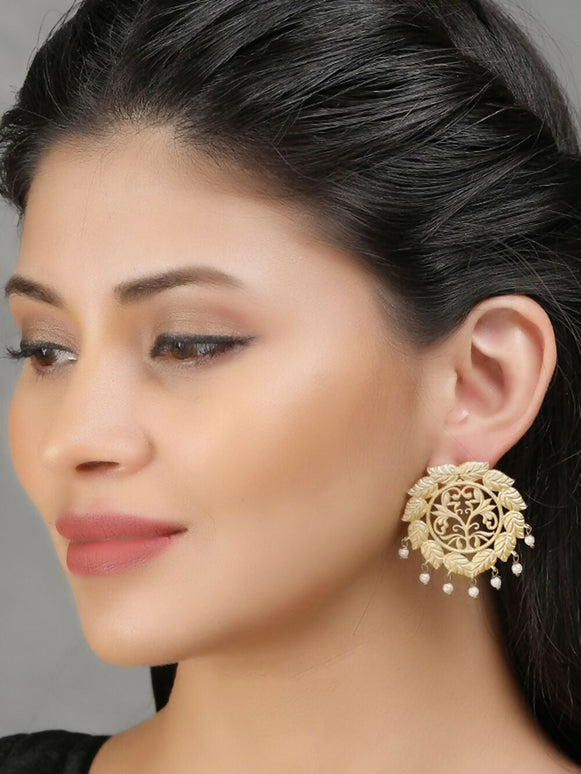 Joban Fashion Women Handcrafted Matte Gold Earrings