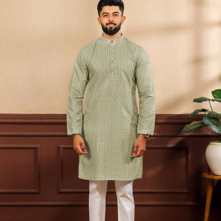 Pista Art Silk Digital Printed, Embroidery Work Kurta Set - Mahotsav