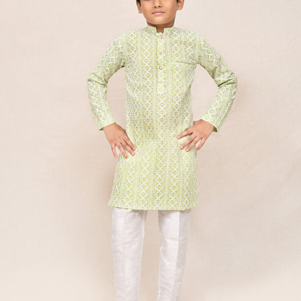 Joban Fashion Cotton Pastel Green Kurta With Straight Fit Pant