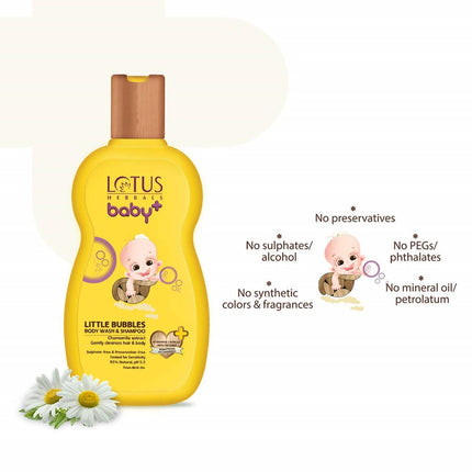 Lotus Herbals Baby+ Little Bubbles Body Wash & Shampoo (200 Ml)