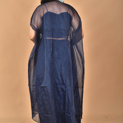 Morchari Women Hand Embroidery Crop Top-Blue