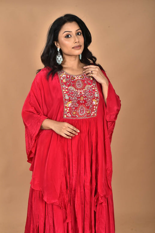Morchari Kaftan Zari Embroidery Work Gown-Rani