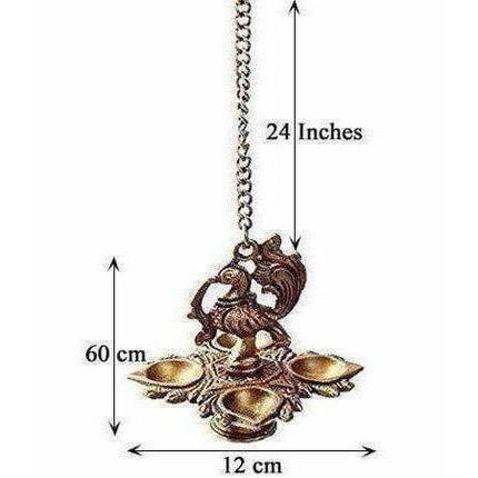 Peacock Hanging Diya With Chain