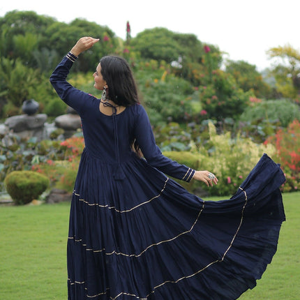 Aastha Fashion Navy Blue Rayon Party Wear Designer Gown Collection