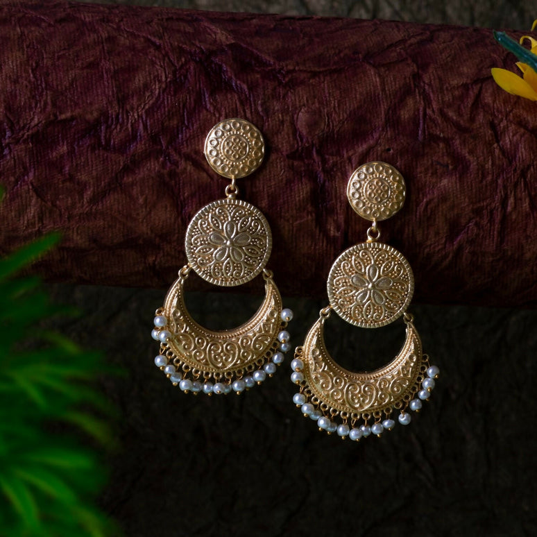 Joban Fashion Women Matte Gold Brass Earrings