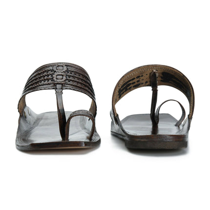 Stepsoft Men'S Designer Kolhapuri Chappal | Brown Handcrafted Ethnic Leather Footwear
