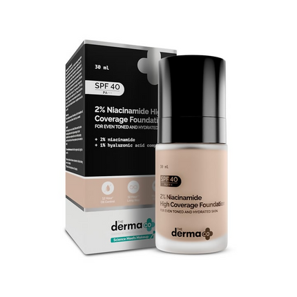 The Derma Co 2% Niacinamide High Coverage Foundation-03 Natural - Limited Time Offer