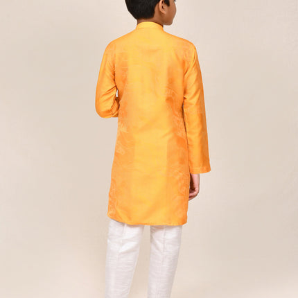 Joban Fashion Pure Silk Yellow Kurta With Straight Fit Pant