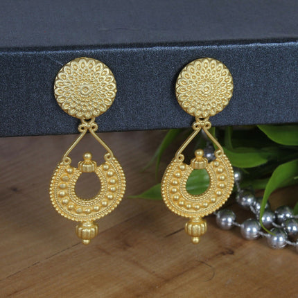 Joban Fashion Women Matte Gold Brass Earrings