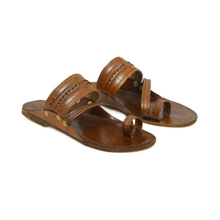 Stepsoft Men Brown Kolhapuri Leather Slippers – Ideal For Wedding & Ethnic Looks