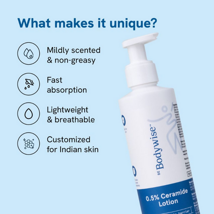BeBodywise 0.5% Ceramide Body Lotion with Hyaluronic Acid - Prevents Dryness & Repairs Skin Barrier