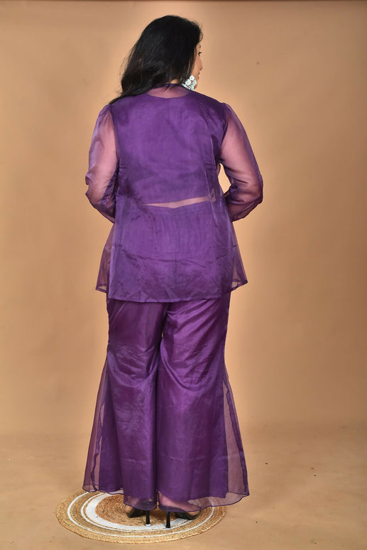 Morchari Women Hand Embroidery Crop Top-Purple