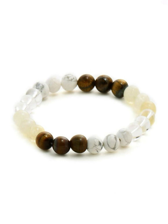 Clear Quartz and Tiger Eye Multicoloured Cyrstal Beads bracelet - Ruby Raang