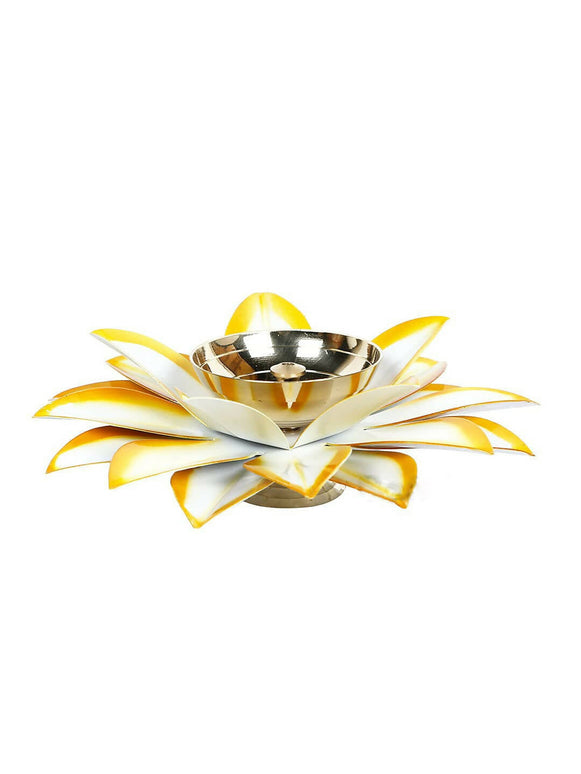 CraftVatika Gold-Toned Lotus Shaped Diya For Pooja