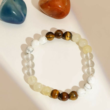 Clear Quartz and Tiger Eye Multicoloured Cyrstal Beads bracelet - Ruby Raang