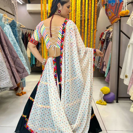 Aastha Fashion Black Rayon Readymade Lace Semi Stitched Wedding Wear Lehenga Choli